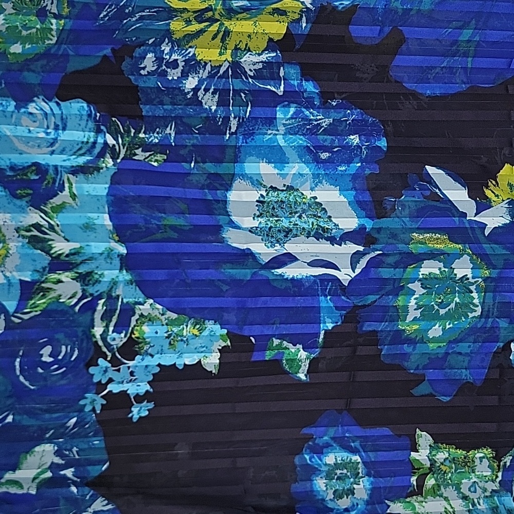 Infinity Circular Scarf Blue, Yellow & Black Floral Print 70 X 20 - Picture 2 of 7